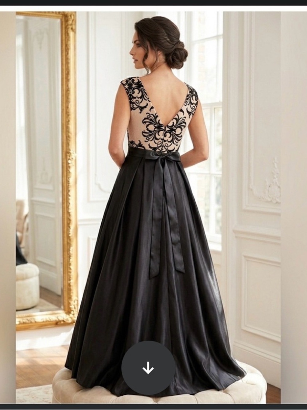 Betsy & Adam Black Lace Floral Gown Prom Dress Size 10 - Picture 3 of 14
